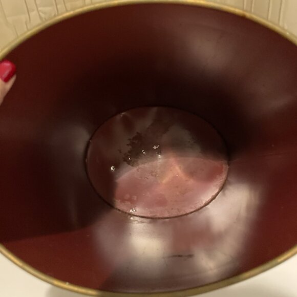 Vintage Fruit Pattern Trash Waste Can Painted Metal Shabby Chic Retro Artsy - Picture 7 of 11